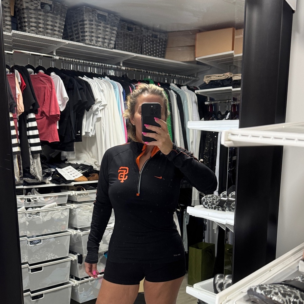 Nike Black and Orange Women's Quarter-Zip Jersey